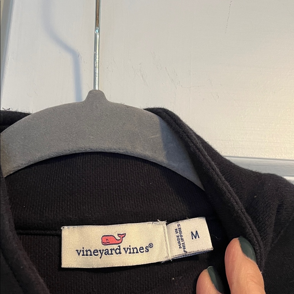 Vineyard Vines Black Quarter-Zip Pullover with Pink Logo - Picture 4 of 7